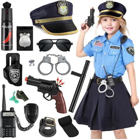 police outfit with kids are with a fake gun halloween